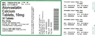 Label 1 (70934 070 30   Rev A 01 18)